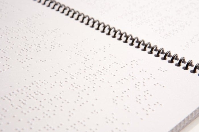 Braille sample featuring Spiral Binding