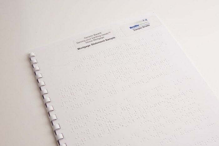 braille sample featuring GBC comb binding