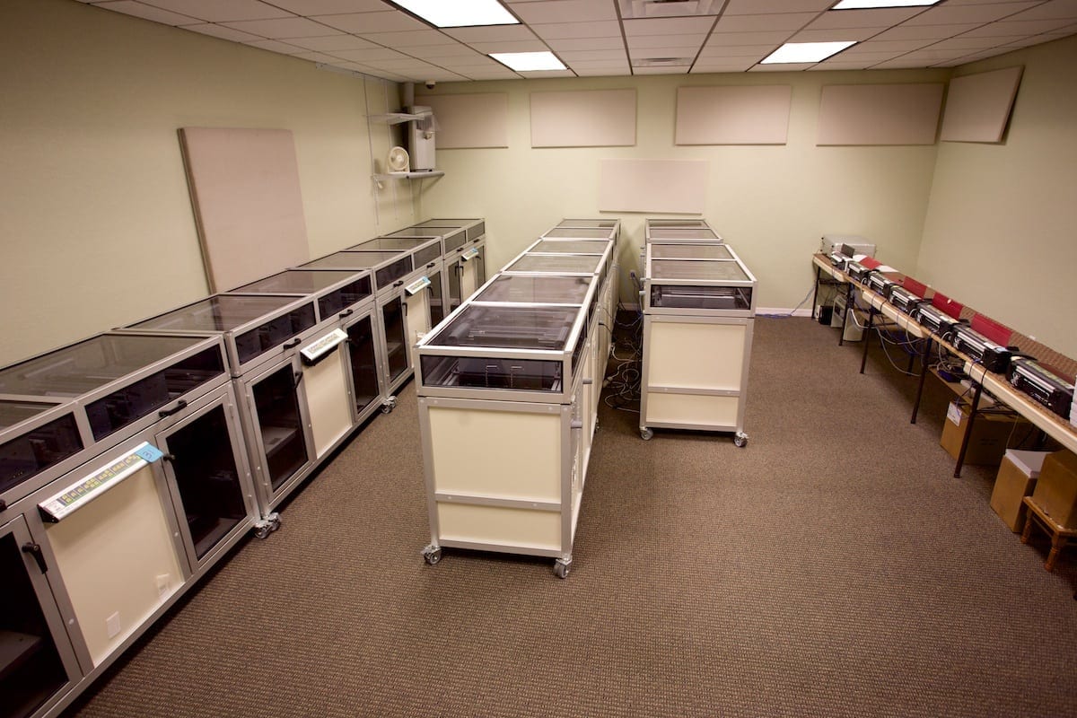 Image of the main embosser room at Braille Works