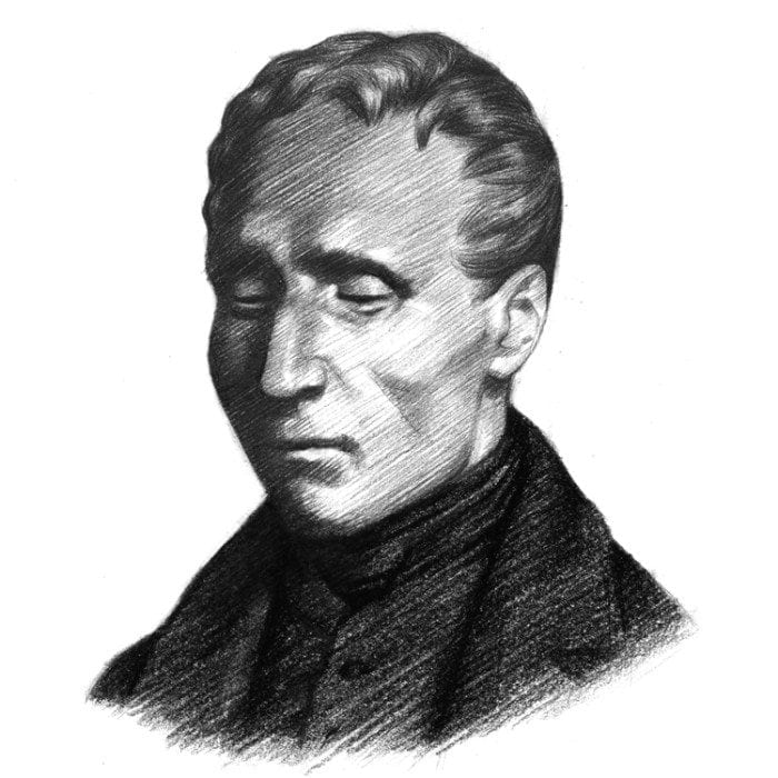 Image showing an artist's sketch of Louis Braille