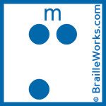 Image showing the Braille character for the letter M. Created and owned by Braille Works