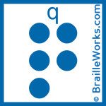 Image showing the Braille character for the letter Q. Created and owned by Braille Works