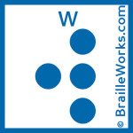 Image showing the Braille character for the letter W. Created and owned by Braille Works