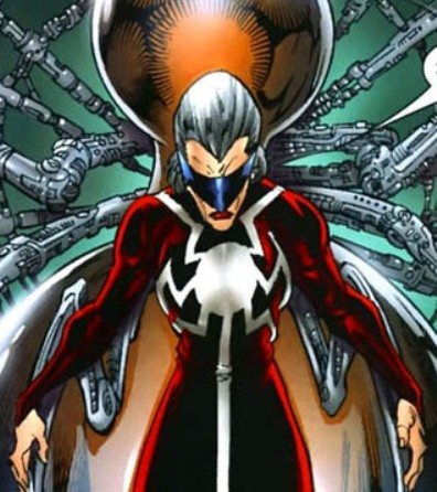 Madame Web from Marvel Comics connected to her life support system