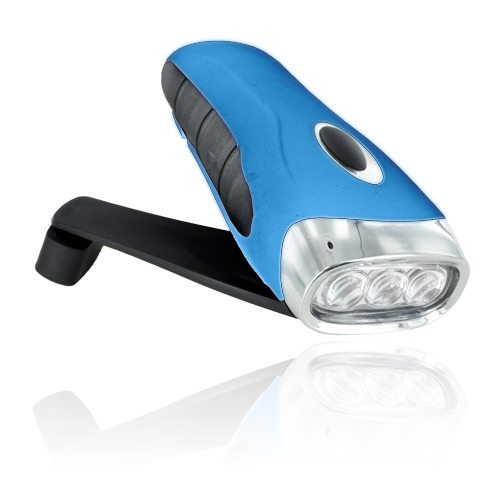 Blue and black colored wind-up flashlight