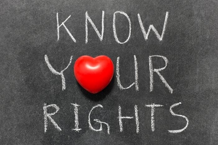 Image of the words "Know Your Rights" written on a chalkboard.