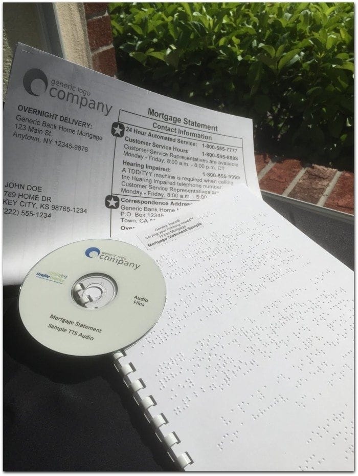 Sample mortgage statements in Braille, large print and audio formats