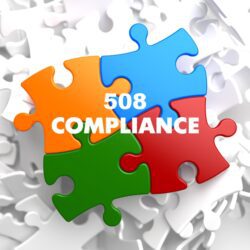 Puzzle pieces connected underneath the words "508 compliance"