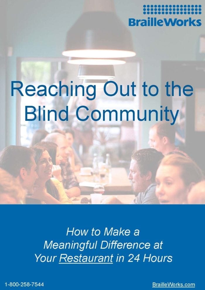 Screenshot showing Reaching Out to the Blind Community cover page. Link opens in new window.