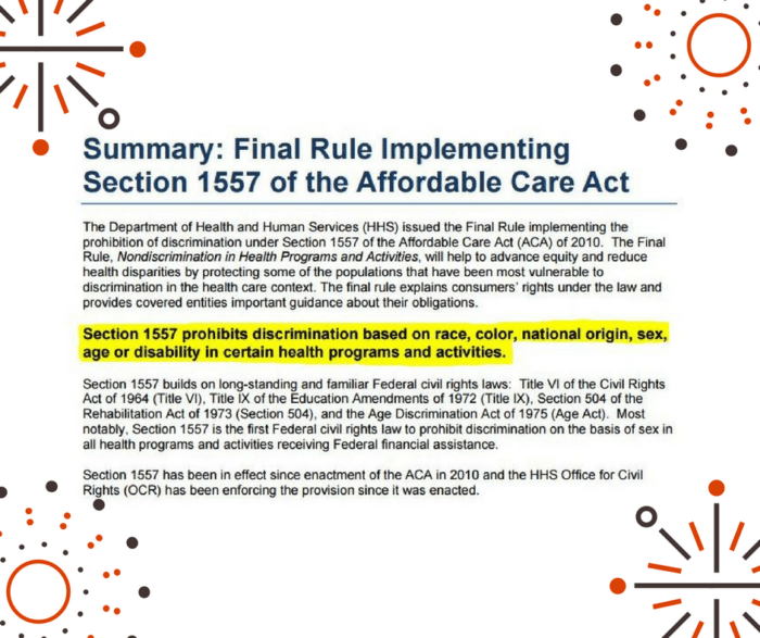 Section 1557 of the Affordable Care Act Part 1 NonDiscrimination Rules