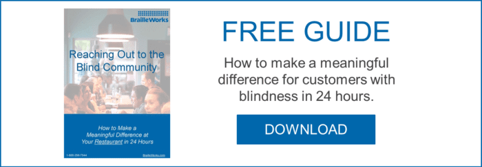 Free guide on how to make a meaningful difference for customers with blindness. Link opens PDF in a new window.