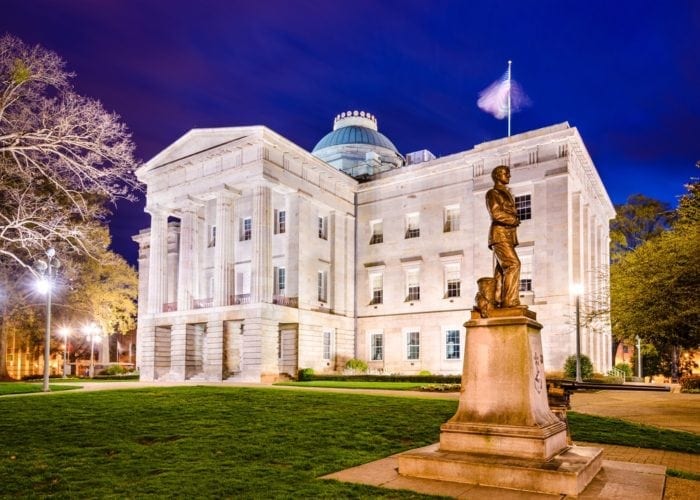 USA State Capitol Building in North Carolina to represent government agencies
