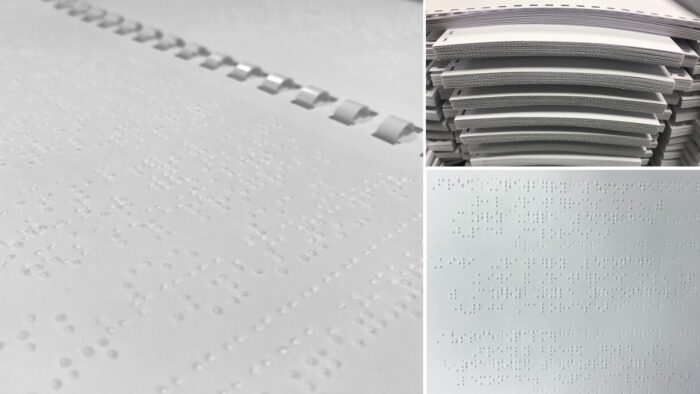 Collage of braille paper