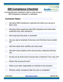 Preview of Section 508 Compliance Checklist