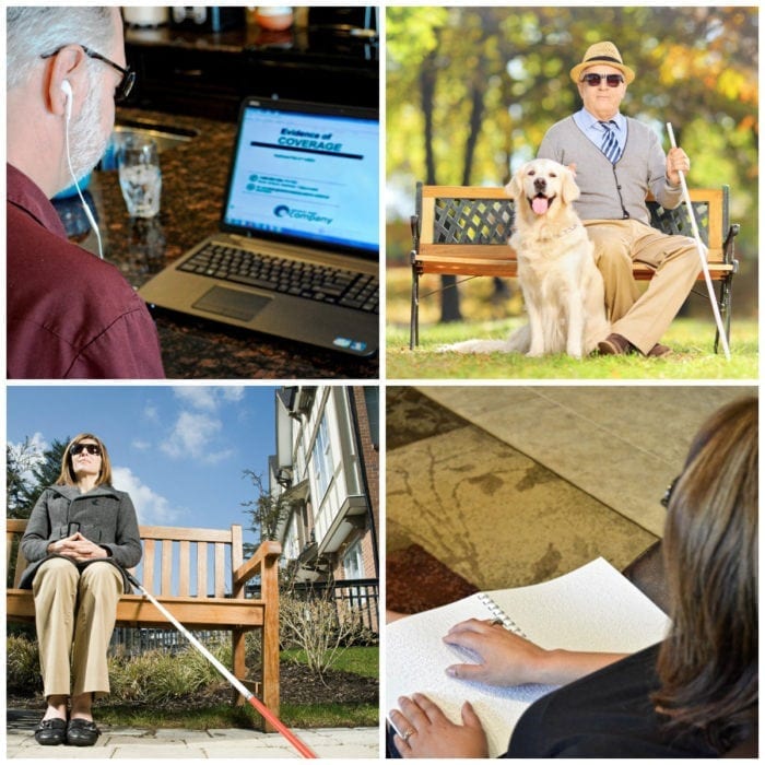 Collage of people with visual impairments and their preferred accessible format