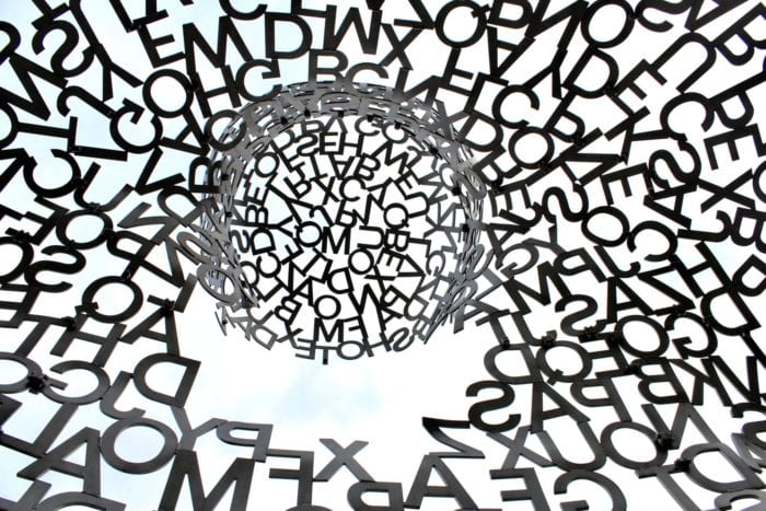 Jumbled, capital letters circled around each other representing dyslexia