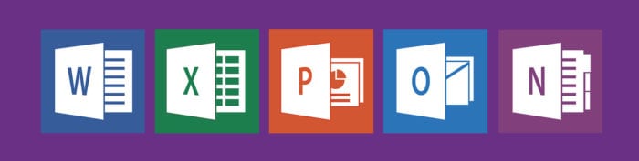 Microsoft Office icons including Word, Excel, PowerPoint, Outlook, and NotePad