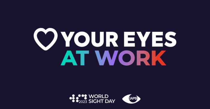 Love your eyes at work logo with the world site day and IAPB logos
