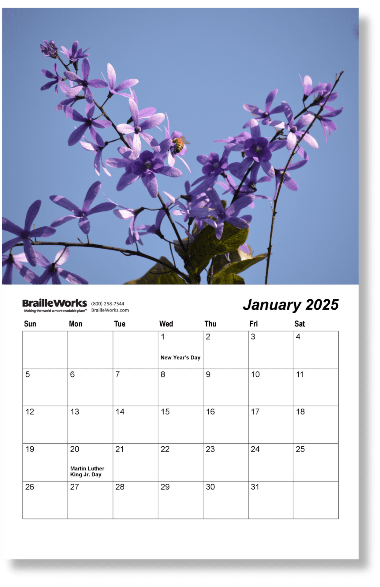 Braille Calendars Attractive and Accessible Braille Works