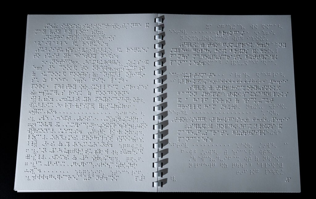 bound booklet of braille paper